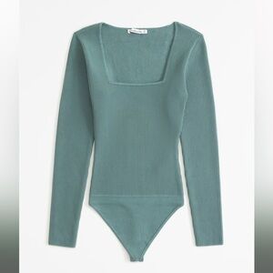 Abercrombie & Fitch Green Square Neck Long Sleeve Bodysuit